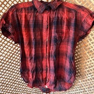 American Eagle Outfitters Red and Black Plaid Shirt